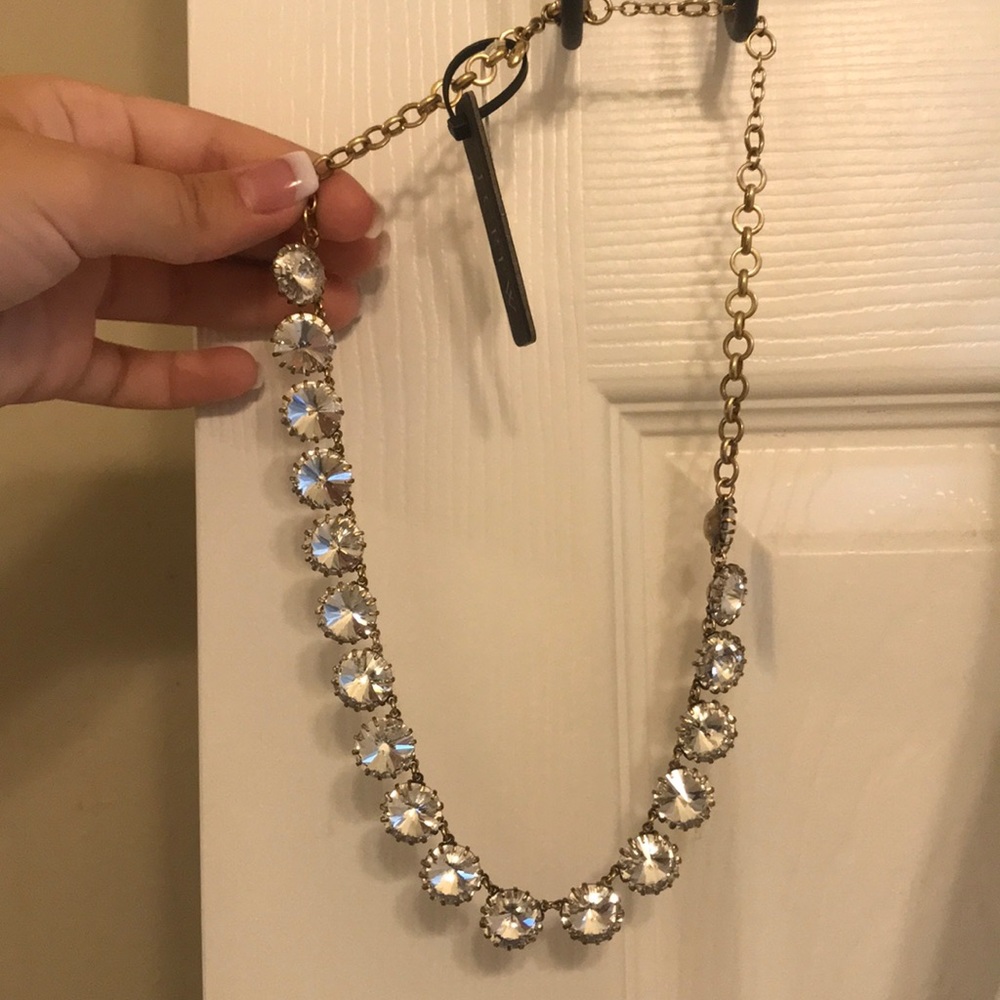 jcrew gold and rhinestone necklace